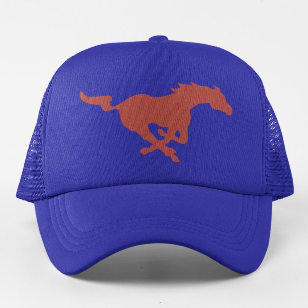 NEW SMU Mustangs Horse Logo Foam Trucker Mesh Snapback Hat ROYAL